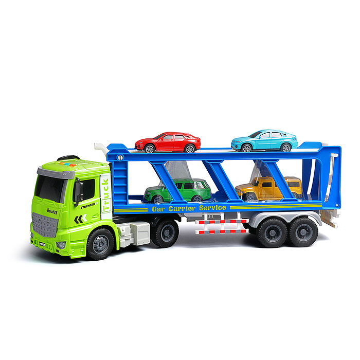 Машина HT9814W "Двухярусный автовоз" (свет, звук) цвет микс, в коробке