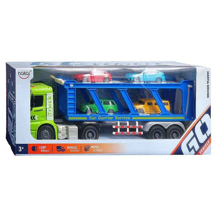 Машина HT9814W "Двухярусный автовоз" (свет, звук) цвет микс, в коробке