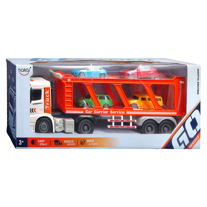 Машина HT9814W "Двухярусный автовоз" (свет, звук) цвет микс, в коробке