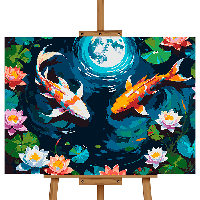 Картина по номерам MKR5040-161 "Карпы и лотосы" 50*40 см