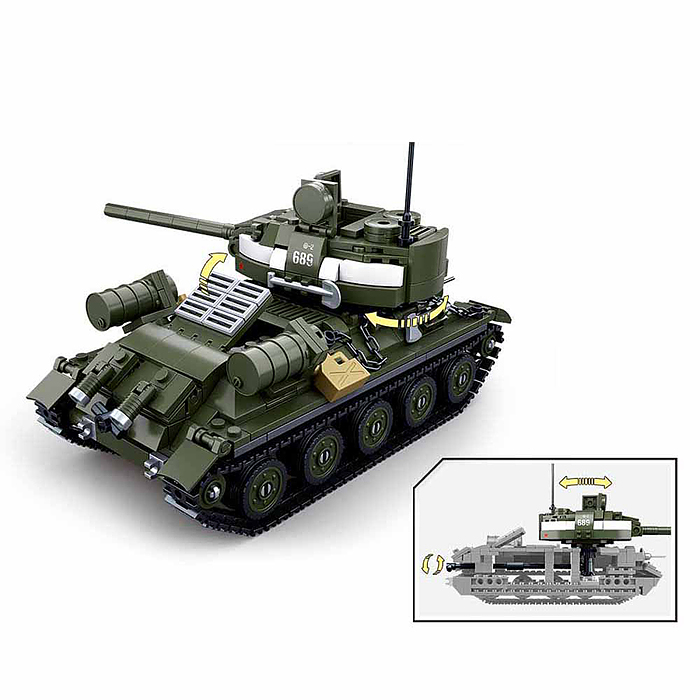 Конструктор M38-B0689 "Танк среднего класса с фигурками военных" (687 дет.) в коробке