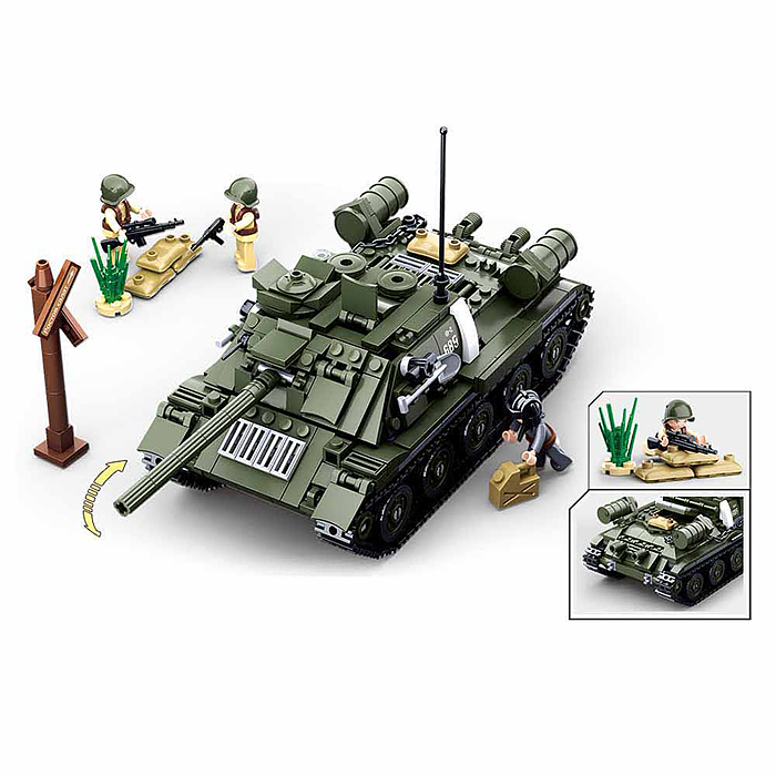 Конструктор M38-B0689 "Танк среднего класса с фигурками военных" (687 дет.) в коробке