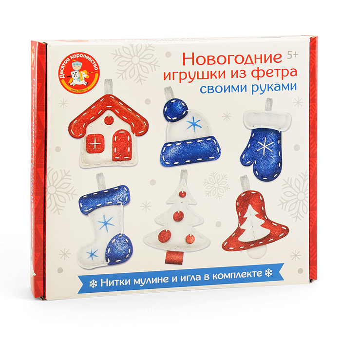Фото к товару Набор для творчества. Игрушка из фетра "Новогодние игрушки" 6 шт Набор для творчества. Игрушка из фетра "Новогодние игрушки" 6 шт