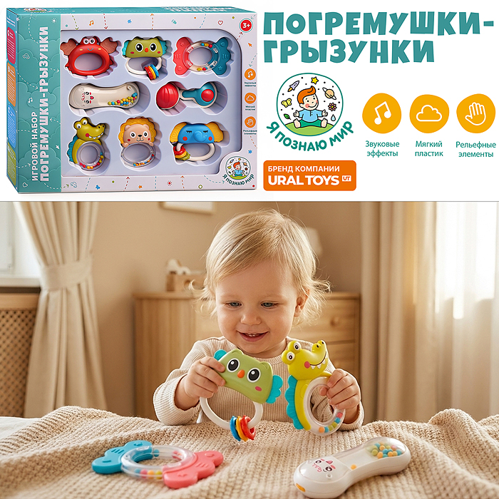 Набор погремушек Y0255-3 "Кроха" в коробке