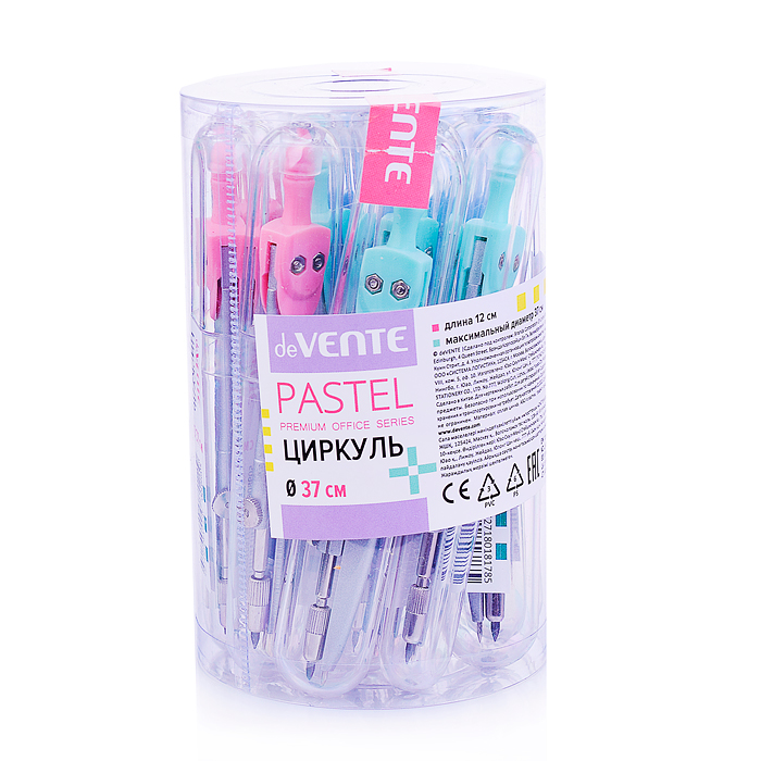 Фото к товару Циркуль "Pastel" в пластиковом футляре, цвета пастельные ассорти Циркуль "Pastel" в пластиковом футляре, цвета пастельные ассорти