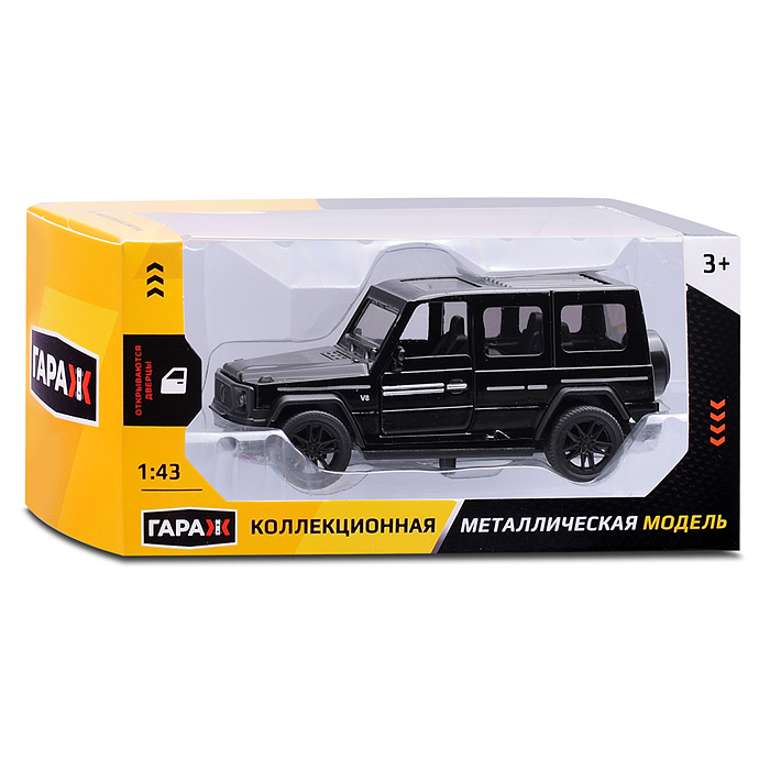 Машина 942 "Брутальный джип" 1:43 (откр двери, металл) цвет чёрный, в коробке 