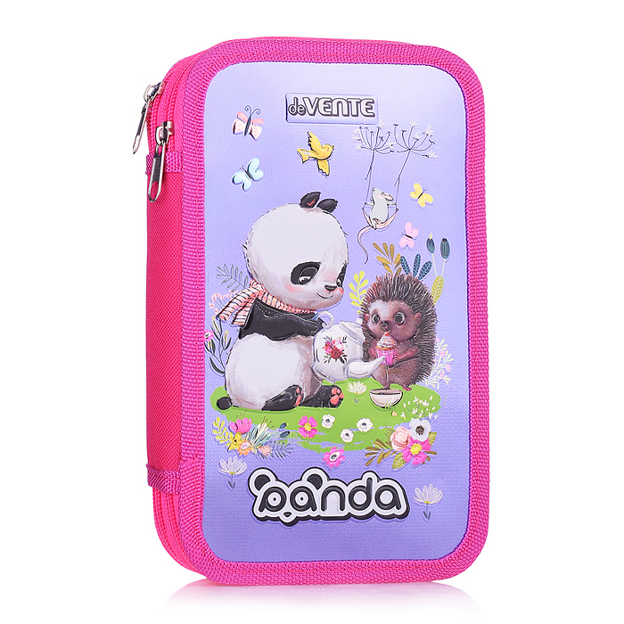 Пенал "Panda" 20,5x12 см, двухстворчатый прямоугольный, на молнии, картон с покрытием из фо