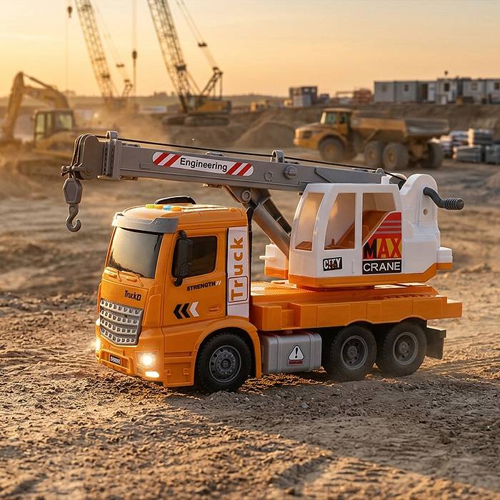 Фото к товару Машина HT9803W "Автокран" (свет, звук) цвет микс, в коробке Машина HT9803W "Автокран" (свет, звук) цвет микс, в коробке