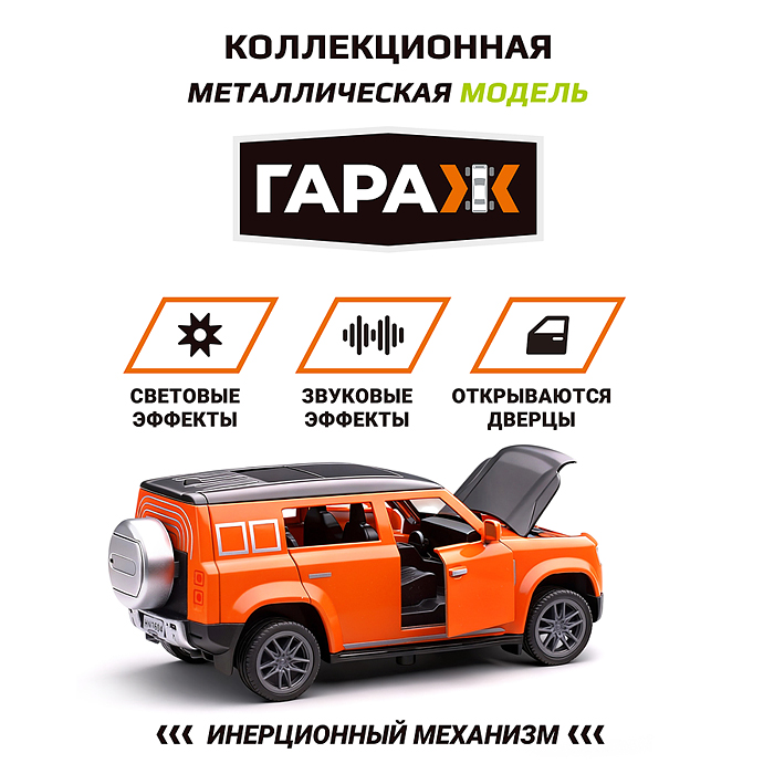 Фото к товару Машина 643 "Джип с панорамным люком" 1:36 (свет, звук, откр двери, металл) цвет оранжевый, в коробке Машина 643 "Джип с панорамным люком" 1:36 (свет, звук, откр двери, металл) цвет оранжевый, в коробке