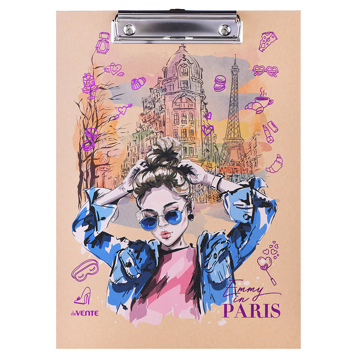 Клипборд "Emmy in Paris" A4 (225x315 мм) картон толщина 2 мм, крафт бумага, тиснение фольго